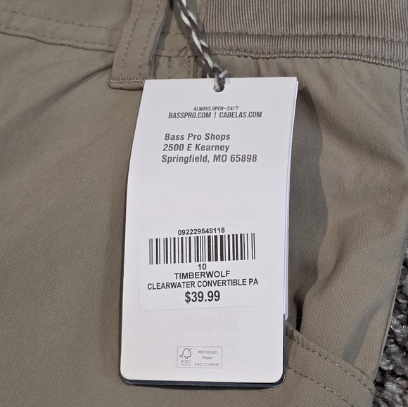 World Wide Sportsman Timberwolf Clearwater Convertible Pants SPF50 Size 10 - Picture 10 of 11
